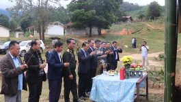 ພີທີວາງສີລາລຶກໂຄງການກໍ່ສ້າງກຸ່ມບ້ານເມືອງຈຳ ເມືອງໄຊຈຳພອນ ແຂວງບໍລິຄຳໄຊ